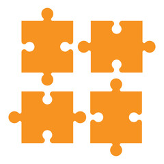 Four orange puzzle pieces connected together 