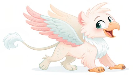 Fototapeta premium Cute baby lion character with fairy wings 