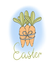 Easter carrots greeting card illustration