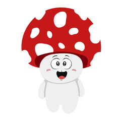 Fototapeta premium Cute Cartoon Mushroom Character with Adored Face Illustration Isolated on White Background