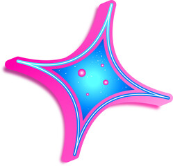 3D Star sparkle neon light line glowing neon laser effect