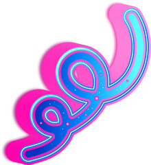 Abstract Doodle 3D Glossy Neon Glow Style Illustration, glowing neon laser effect