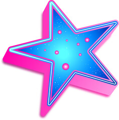 3D Star neon light line glowing neon laser effect