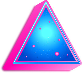 Gradient 3D Triangle with Outer Glow Frame and Space, glowing neon laser effect