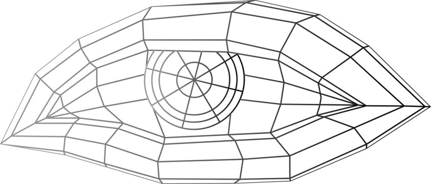Abstract Wireframe Human Eye Icon &ndash; Futuristic Digital Vision Technology Vector Illustration.Low Poly Wire Frame Eye Symbol &ndash; Artificial Intelligence Cyber Security Vision Concept Icon Design