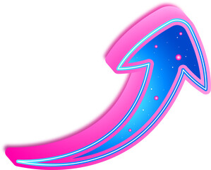 Neon Glowing Arrow Sign Directional Upward Pointing Bright Illustration, light line glow neon laser