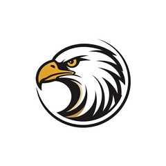 Obraz premium Graphic of a bald eagle's head in a stylized circle. The image uses sharp lines and vibrant colors to create a striking appearance