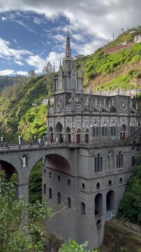 Las Lajas Sanctuary, one of the most beautiful churches in the world. Ipiales, Colombia