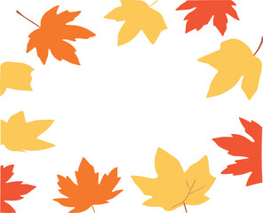 Obraz premium Autumn Maple Leaves Frame in Orange and Yellow Fall Foliage Vector Illustration Background