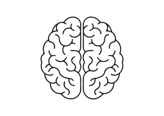 Human Brain Icon Minimal Outline Line Art Vector Illustration for Medical and Intelligence Concept Design
