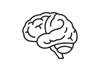 Human Brain Icon Minimal Outline Line Art Vector Illustration for Medical and Intelligence Concept Design