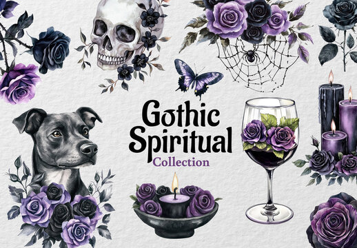 Gothic Floral Element Set