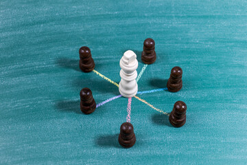 Leadership Strategy Network Structure With Central Chess King And Pawns