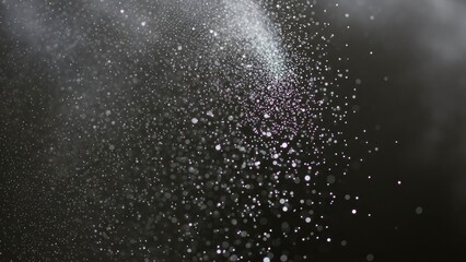 Obraz premium Sparkling white and purple bokeh lights on a dark background, creating a magical, festive, and ethereal abstract texture.