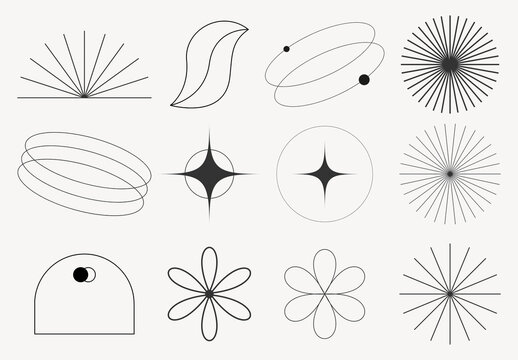 Abstract Geometric Lineart Collection Design Set