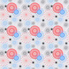 Bursts in Peach and Blue Seamless Repeat