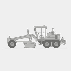 Heavy Machinery Road Grader Illustration For Construction Projects