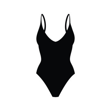 Elegant black and white swimsuit silhouette vector illustration showcasing a stylish one-piece design, monokini silhouette vector illustration