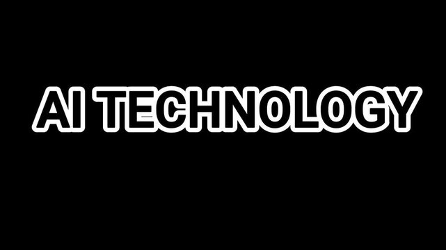 Bold white and gray lettering displaying the term ai technology in a horizontal format against a solid black background for digital use