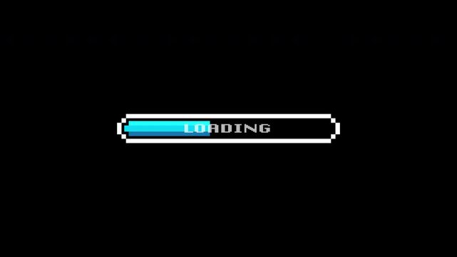 retro Pixel Loading bar animation on transparent background
