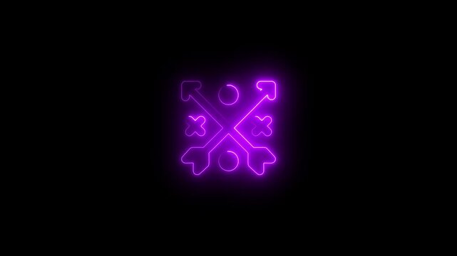 Neon Purple Gaming Controller Symbols Crossing Over Black Background