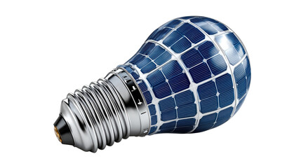 Eco-Friendly Energy Solution: A creative representation of the solar power concept, symbolizing a sustainable energy solution. A lightbulb, integrated with a solar panel.