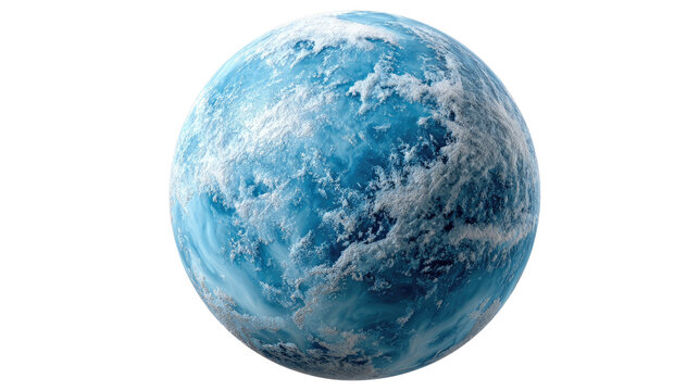 Oceanic Planet: A detailed artistic impression of a water-dominated planet, showcasing vast oceans and swirling atmospheric elements. 