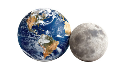 Earth and Moon: A mesmerizing visual of Earth and Moon side by side. showing celestial bodies and the endless expanse of the universe.