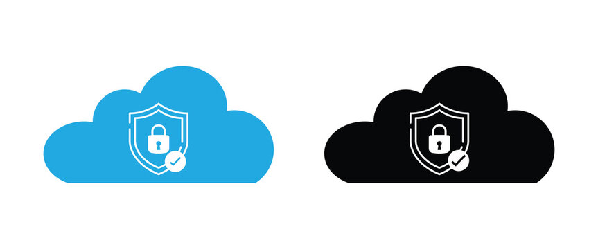Cloud security icon with padlock vector illustration.