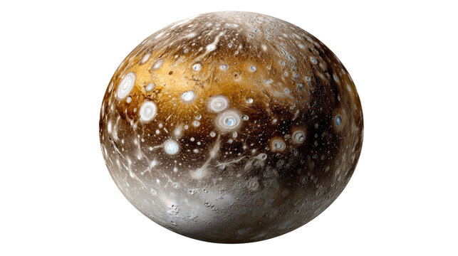 Ganymede: Gaze upon the captivating surface of Ganymede, Jupiter's largest moon. Witness a sphere of icy textures, craters, and fascinating geological features.