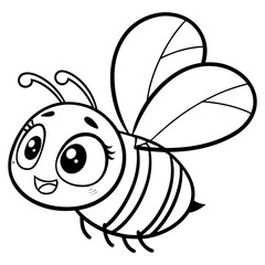 A cute cartoon bee with big eyes