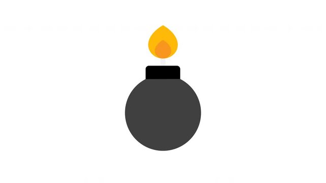 Animated Black Bomb with Lit Fuse
