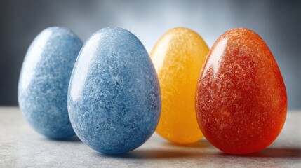 Obraz premium Translucent Hard Candy Eggs With Vibrant Colorful Layers