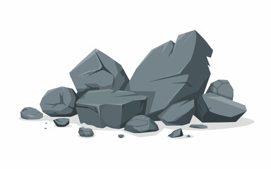 Pile of grey jagged rocks and stones a white background with shadows © simplevector