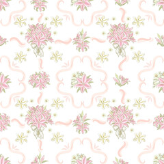 Fototapeta premium Seamless pattern of Lily flower isolated on transparent background for decoration and textile. You can edit shape and background