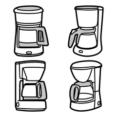 four coffee maker vectors, editable lines