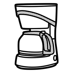 black and white electric coffee maker, editable lines