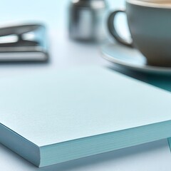 Light Blue Notepad Close Up On Desk