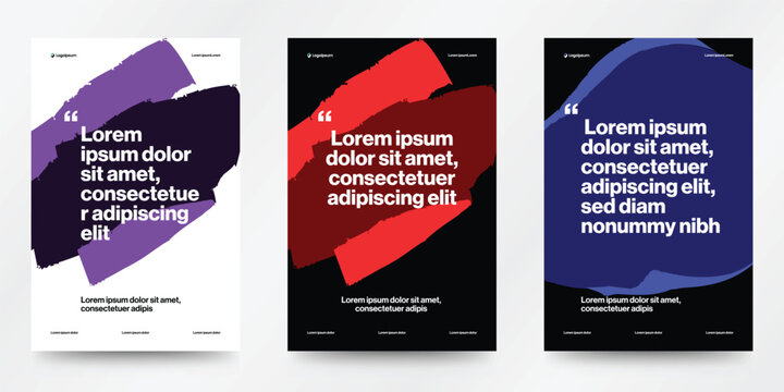 Modern Abstract Flyer Collection: A trio of contemporary flyers with bold, abstract brushstrokes, perfect for conveying modern, minimalist aesthetics in design projects. 
