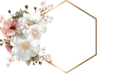 Obraz premium Elegant Gold Hexagon Floral Frame