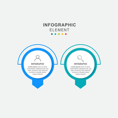 Business infographic element with 2 options, steps, number vector template design