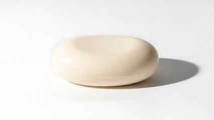 A white soap bar on a plain white background