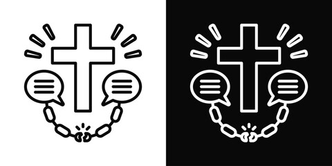 Obraz premium Belief Dispute Icon White And Black Background Style