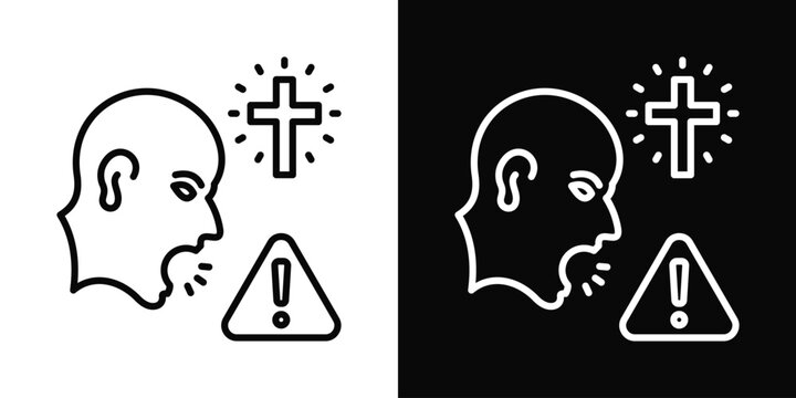 Hate Speech Icon White And Black Background Style