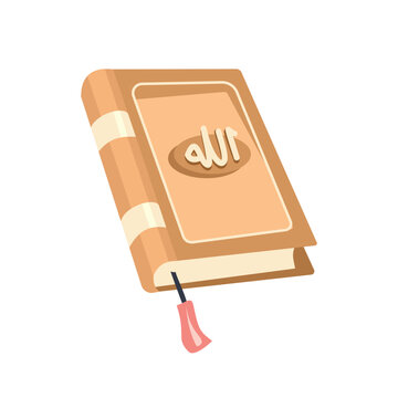 Islamic Holy Book with Arabic Calligraphy and Bookmark. Islamic Religious Book. Traditional Islamic Scripture. Holy Quran with Decorative Cover