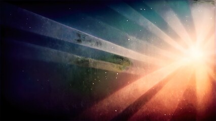 Abstract light leak overlay featuring scratch dust, blur glow, and retro grain noise. 