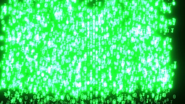 Binary Code Zeros and Ones Raining Down in Digital Data Stream Visualization - 4K Technology Animation