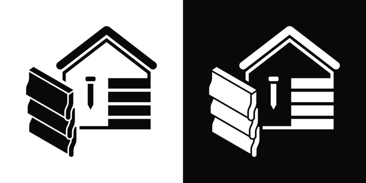 Siding Contractor Icon White And Black Background Style