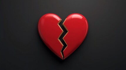 Broken Heart Icon 3D Render