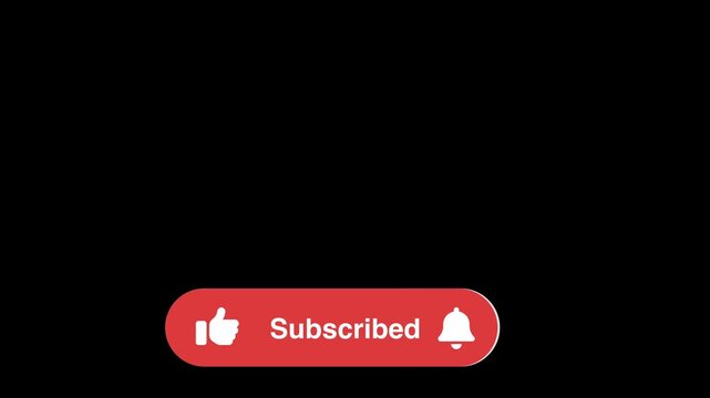 Modern subscribe button with thumbs up and bell icon on black background, symbolizing online engagement and notifications